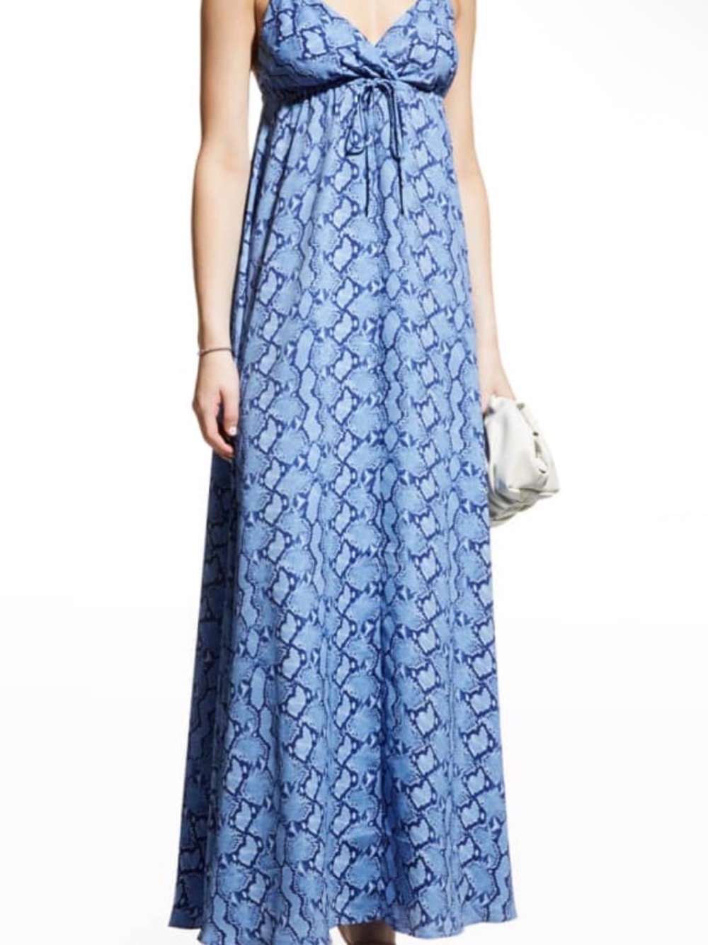 L'AGENCE Blue Snake-Print Maxi Dress